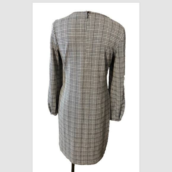 Chaps Ralph Lauren Dress Black White 8 Stretch Long Sleeve Shift Washable - Picture 2 of 9